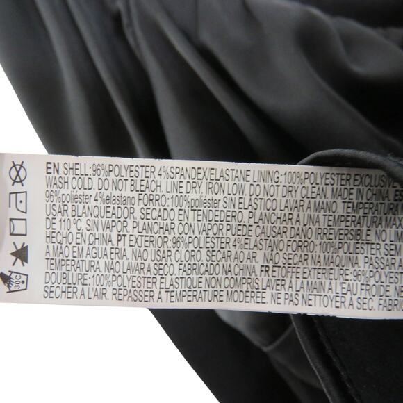 Forever 21 Black Satin Long Sleeve Cropped Tie Front Top Size Medium - Picture 6 of 6